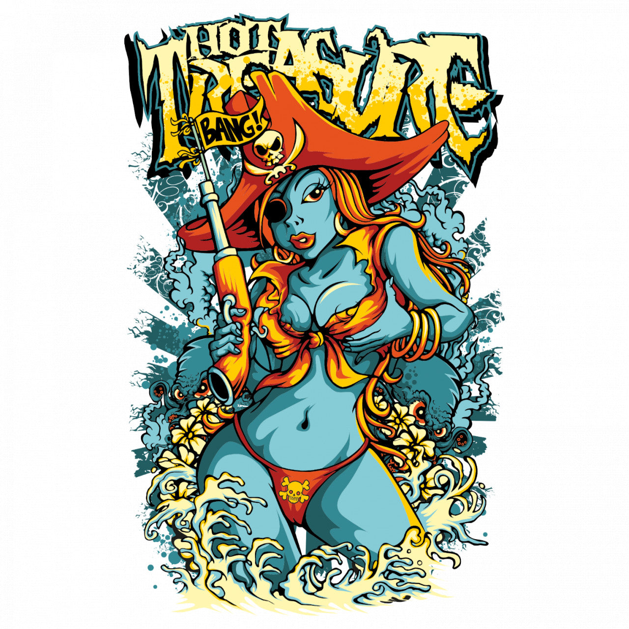 Set 4 bucati, Sticker decorativ, Hot Treasure, Rezistent la apa, NO9673, 10 cm, Multicolor