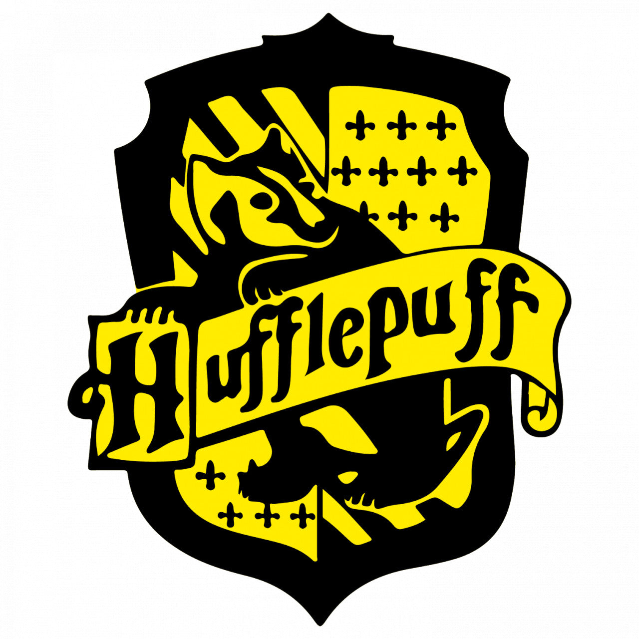 Set 4 bucati, Sticker decorativ, Hufflepuff Harry Potter, Rezistent la apa, NO9681, 10 cm, Multicolor