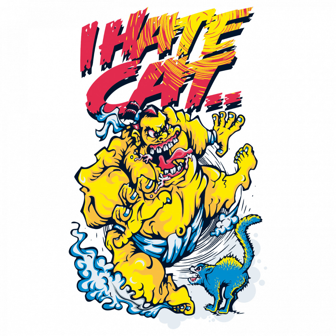 Set 4 bucati, Sticker decorativ, I hate cat urasc pisicile, Rezistent la apa, NO9689, 10 cm, Multicolor