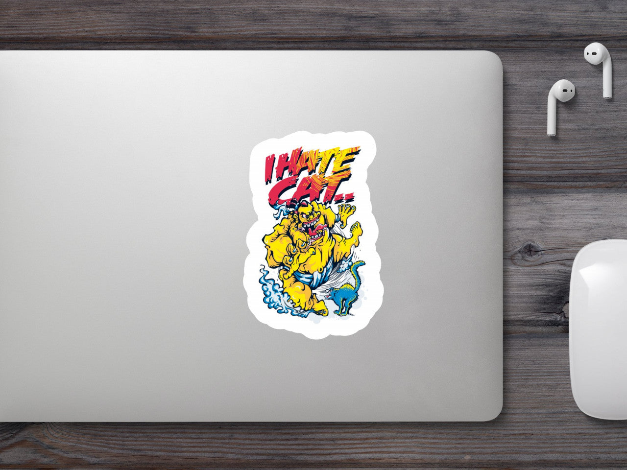 Set 4 bucati, Sticker decorativ, I hate cat urasc pisicile, Rezistent la apa, NO9689, 10 cm, Multicolor