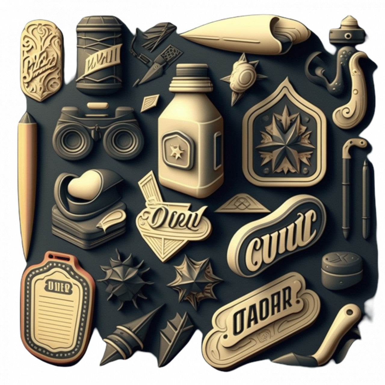 Set 4 bucati, Sticker decorativ, Instrumente de modelaj, Rezistent la apa, NO9771, 10 cm, Multicolor