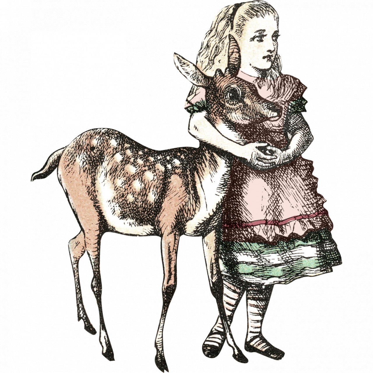 Set 4 bucati, Sticker decorativ, John Tenniel ilustratie, Rezistent la apa, NO9806, 10 cm, Multicolor