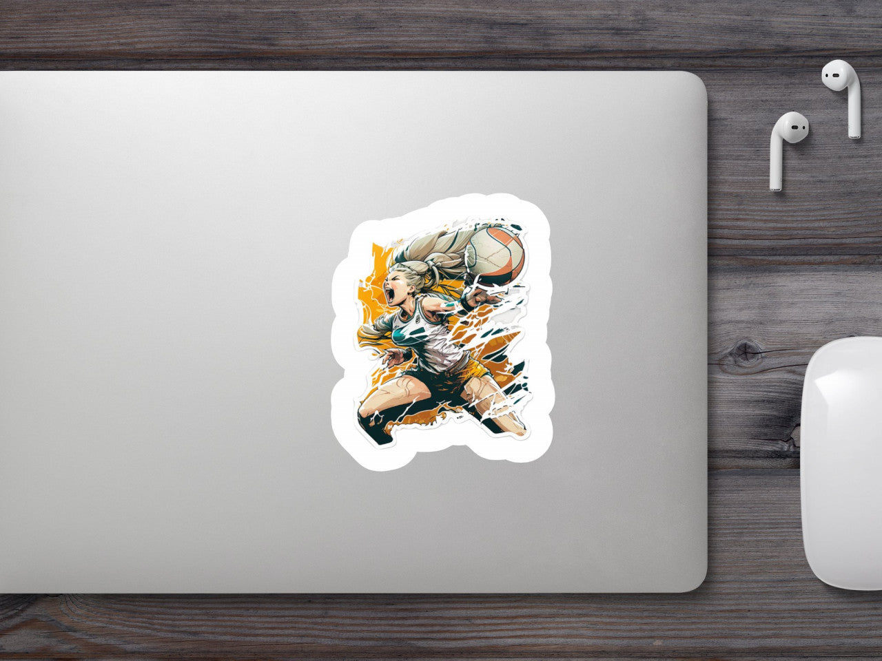 Set 4 bucati, Sticker decorativ, Jucatoare de volei, Rezistent la apa, NO9821, 10 cm, Multicolor