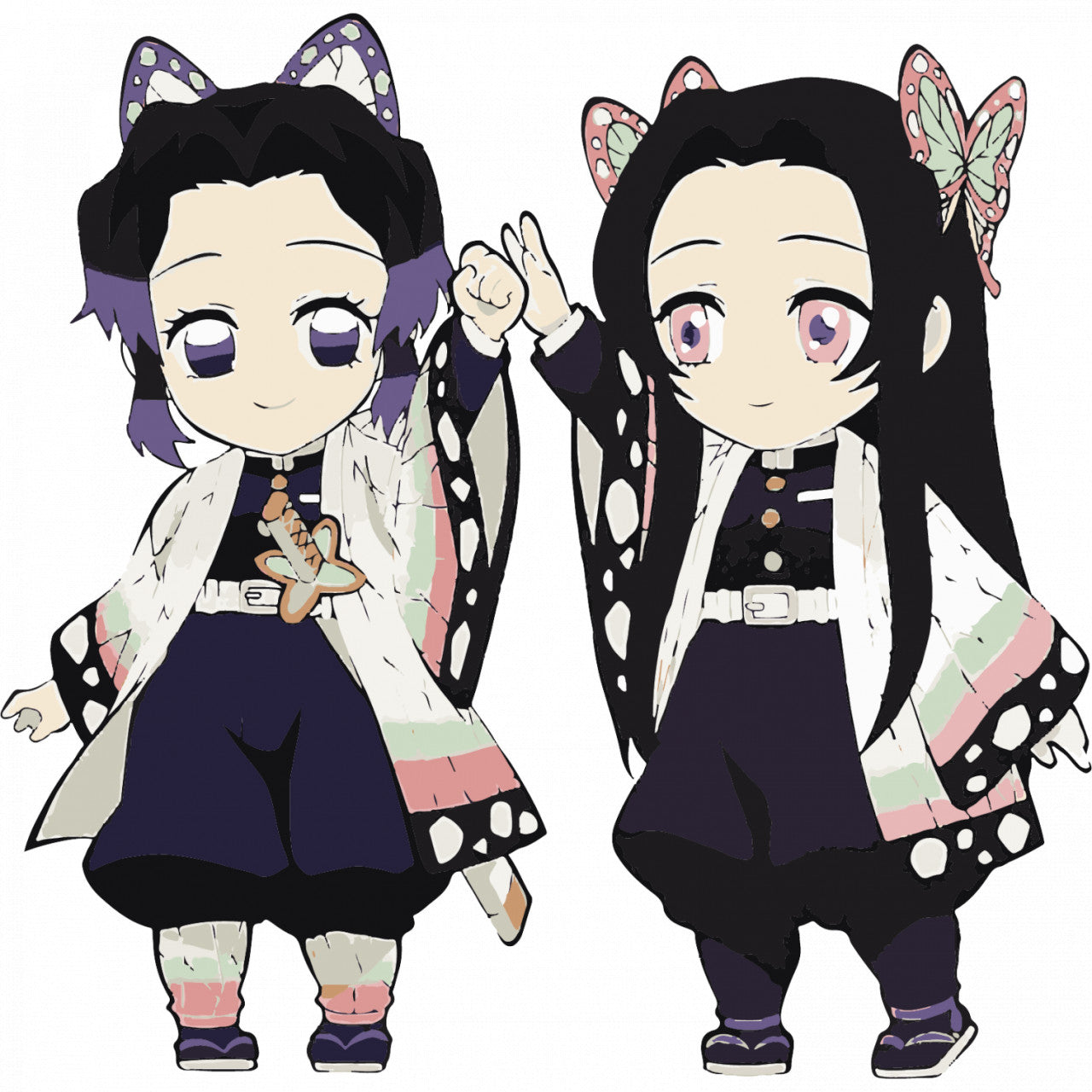 Set 4 bucati, Sticker decorativ, Kanae cu Shinobu, Rezistent la apa, NO9834, 10 cm, Multicolor