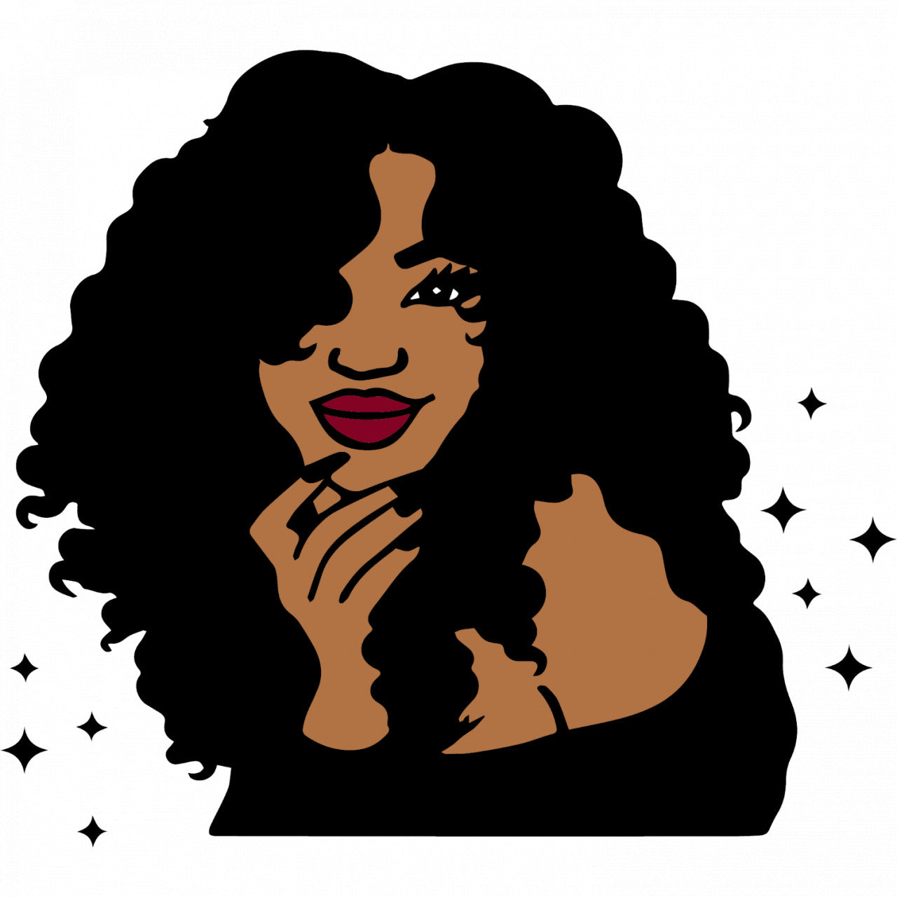 Set 4 bucati, Sticker decorativ, Kinky Curls Afro, Rezistent la apa, NO9854, 10 cm, Multicolor