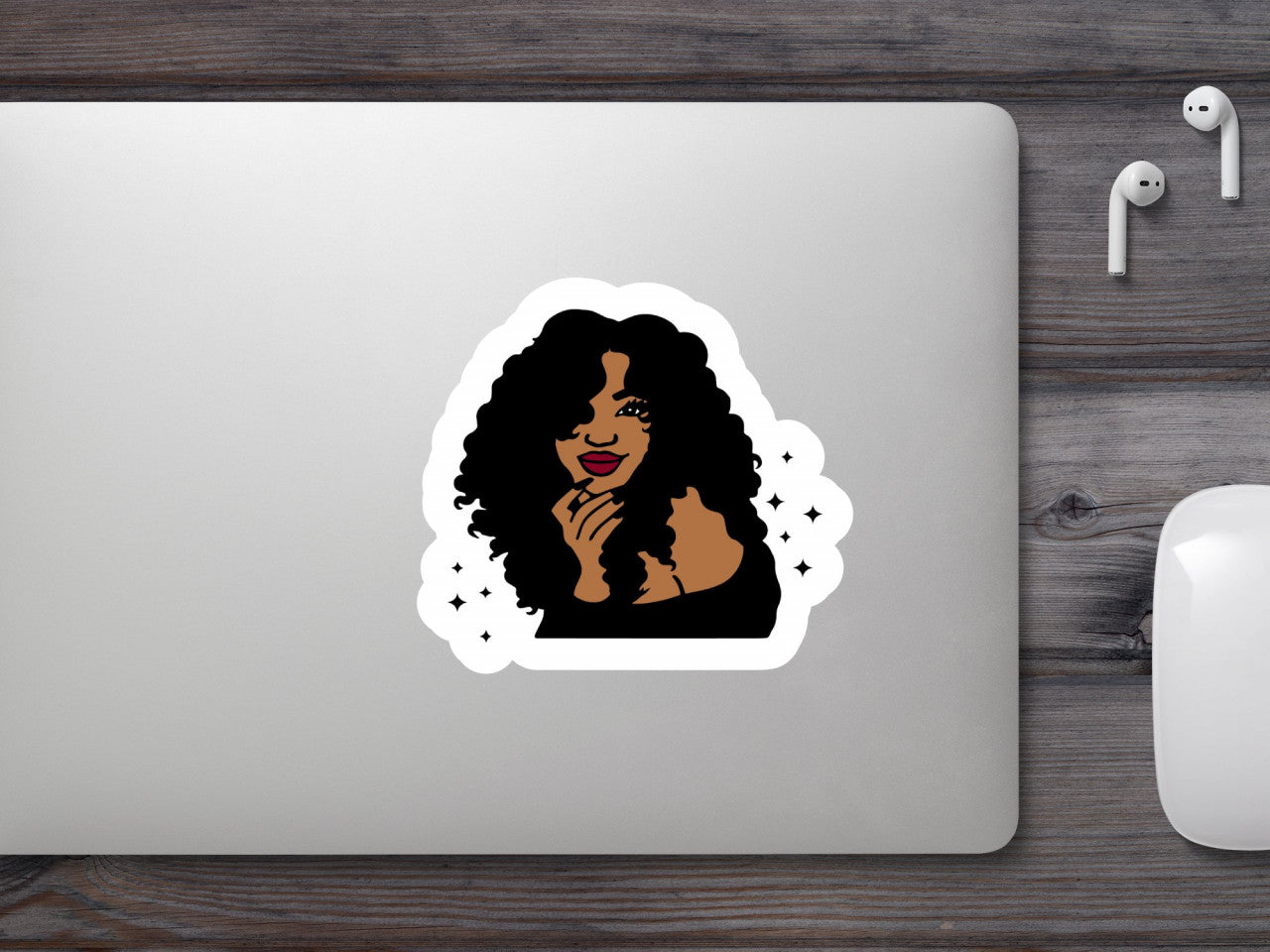 Set 4 bucati, Sticker decorativ, Kinky Curls Afro, Rezistent la apa, NO9854, 10 cm, Multicolor