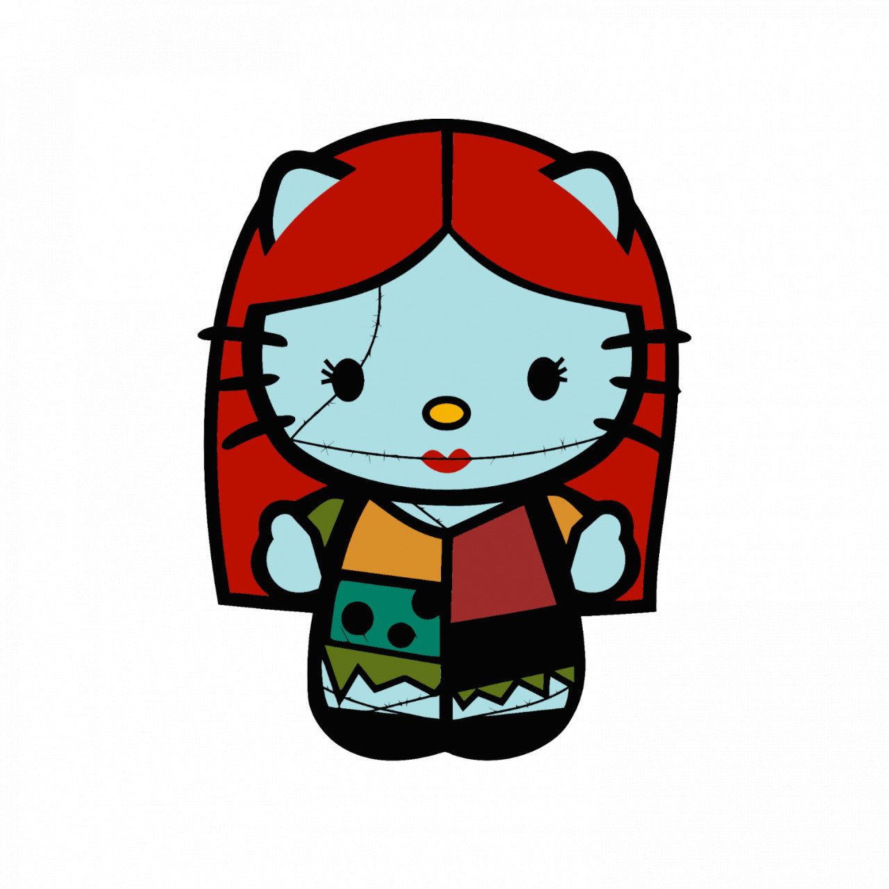 Set 4 bucati, Sticker decorativ, Kitty Sally, Rezistent la apa, NO9858, 10 cm, Multicolor