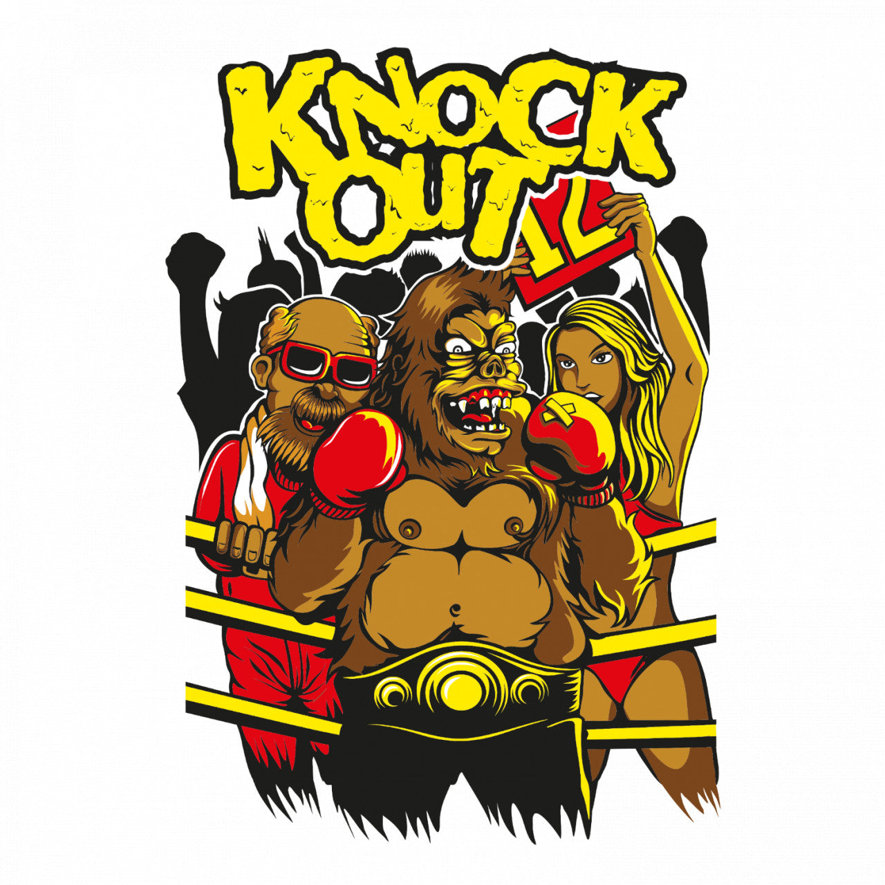 Set 4 bucati, Sticker decorativ, Knock out, Rezistent la apa, NO9861, 10 cm, Multicolor