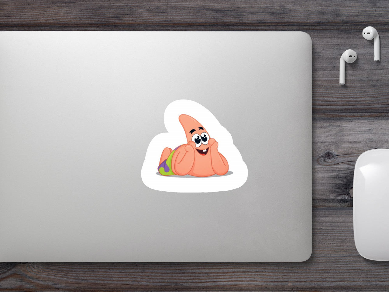 Set 4 bucati, Sticker decorativ, Lenesul Patrick Star Meme, Rezistent la apa, NO9884, 10 cm, Multicolor