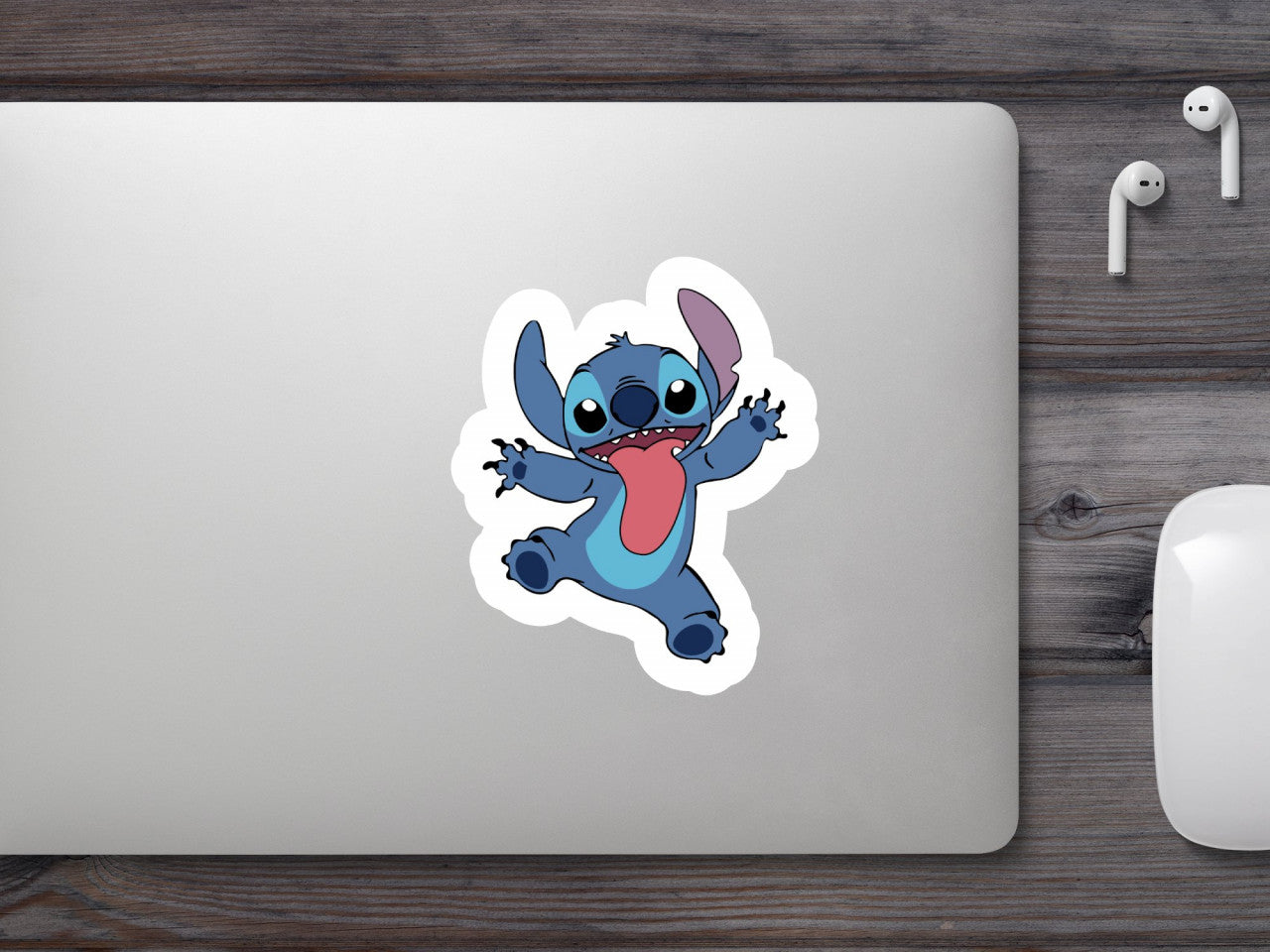 Set 4 bucati, Sticker decorativ, Lilo si Stitch cu limba scoasa, Rezistent la apa, NO9899, 10 cm, Multicolor