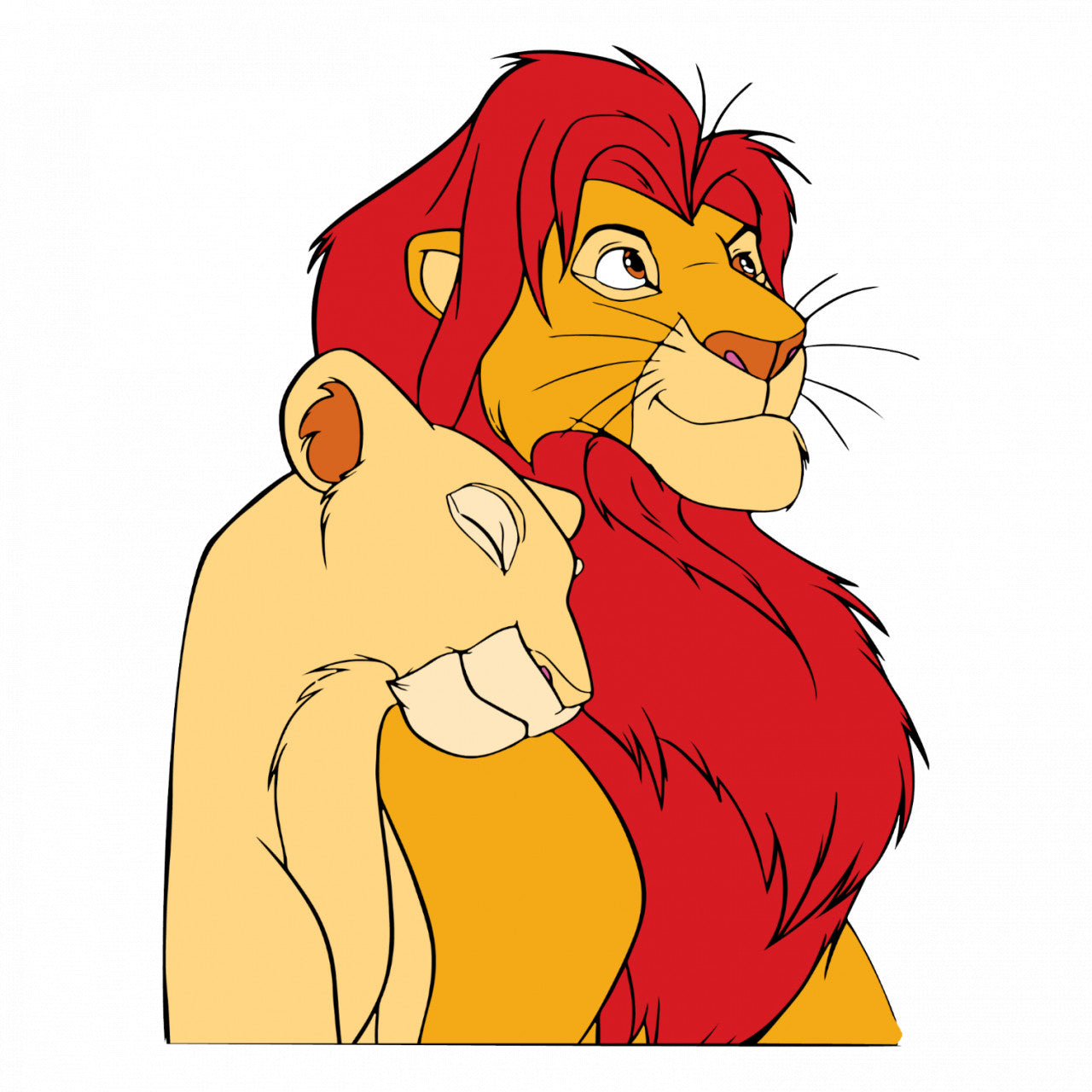 Set 4 bucati, Sticker decorativ, Lion King Simba si Nala, Rezistent la apa, NO9908, 10 cm, Multicolor