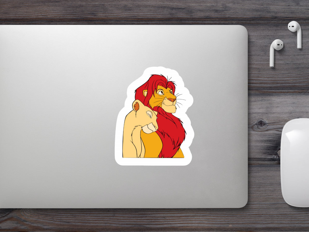 Set 4 bucati, Sticker decorativ, Lion King Simba si Nala, Rezistent la apa, NO9908, 10 cm, Multicolor