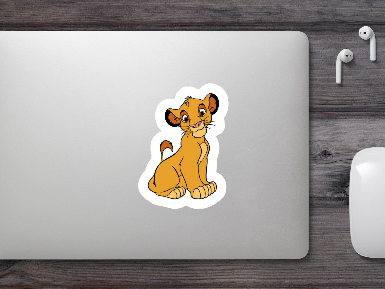 Set 4 bucati, Sticker decorativ, Lion King Simba zambaret, Rezistent la apa, NO9909, 10 cm, Multicolor