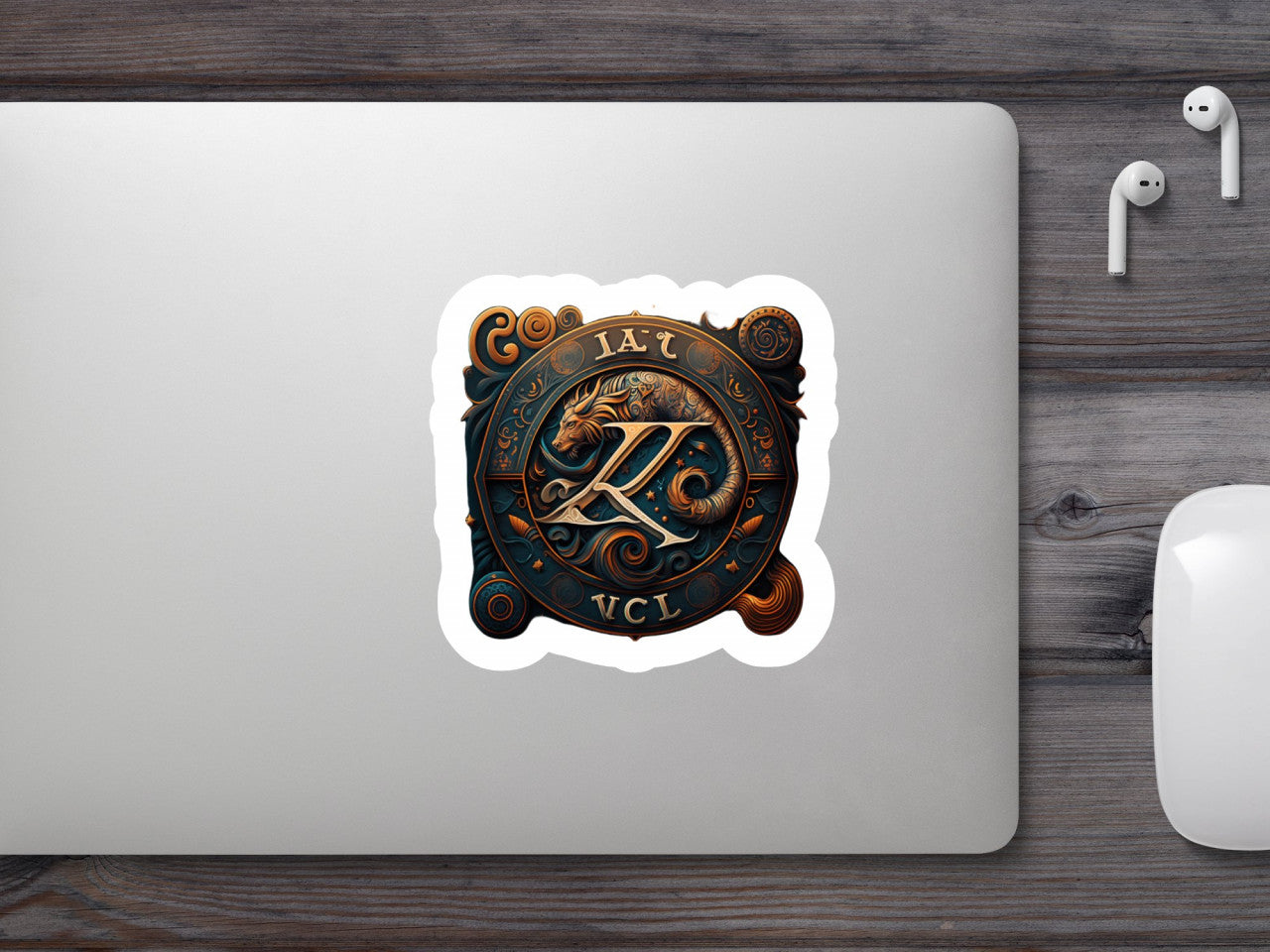 Set 4 bucati, Sticker decorativ, Litera zodiacala, Rezistent la apa, NO9913, 10 cm, Multicolor