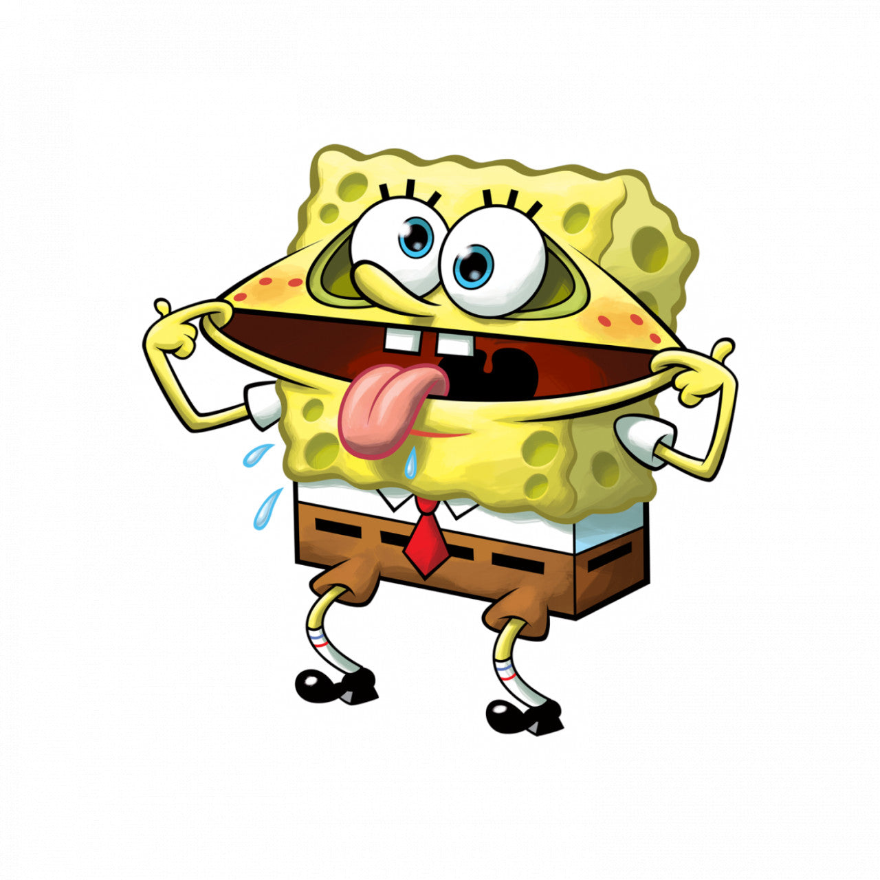 Set 4 bucati, Sticker decorativ, LOL SpongeBob razand ca prostul Meme, Rezistent la apa, NO9925, 10 cm, Multicolor