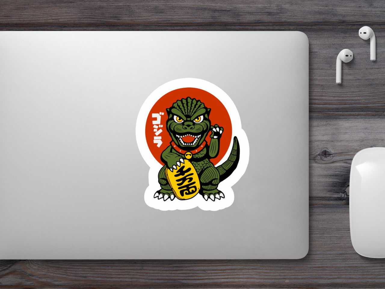 Set 4 bucati, Sticker decorativ, Lucky King Godzilla, Rezistent la apa, NO9940, 10 cm, Multicolor