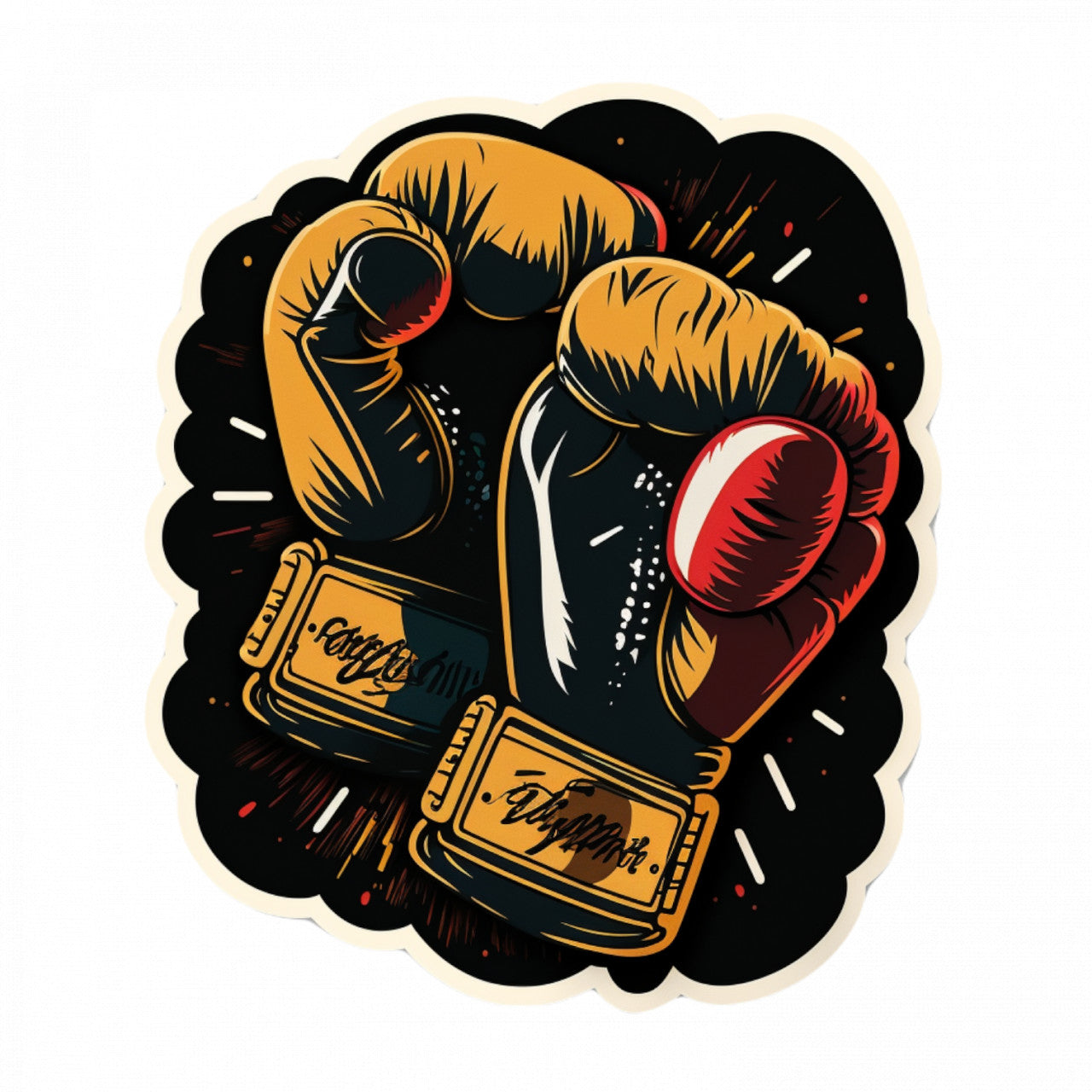 Set 4 bucati, Sticker decorativ, Manusi de box, Rezistent la apa, NO9975, 10 cm, Multicolor