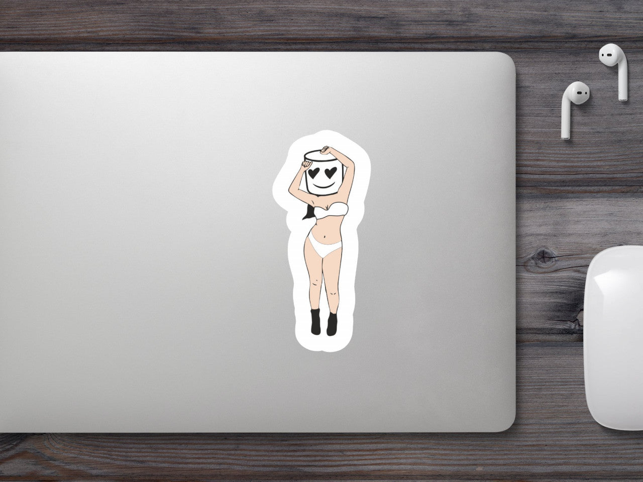 Set 4 bucati, Sticker decorativ, Marshmello in costum de baie, Rezistent la apa, NO9991, 10 cm, Multicolor