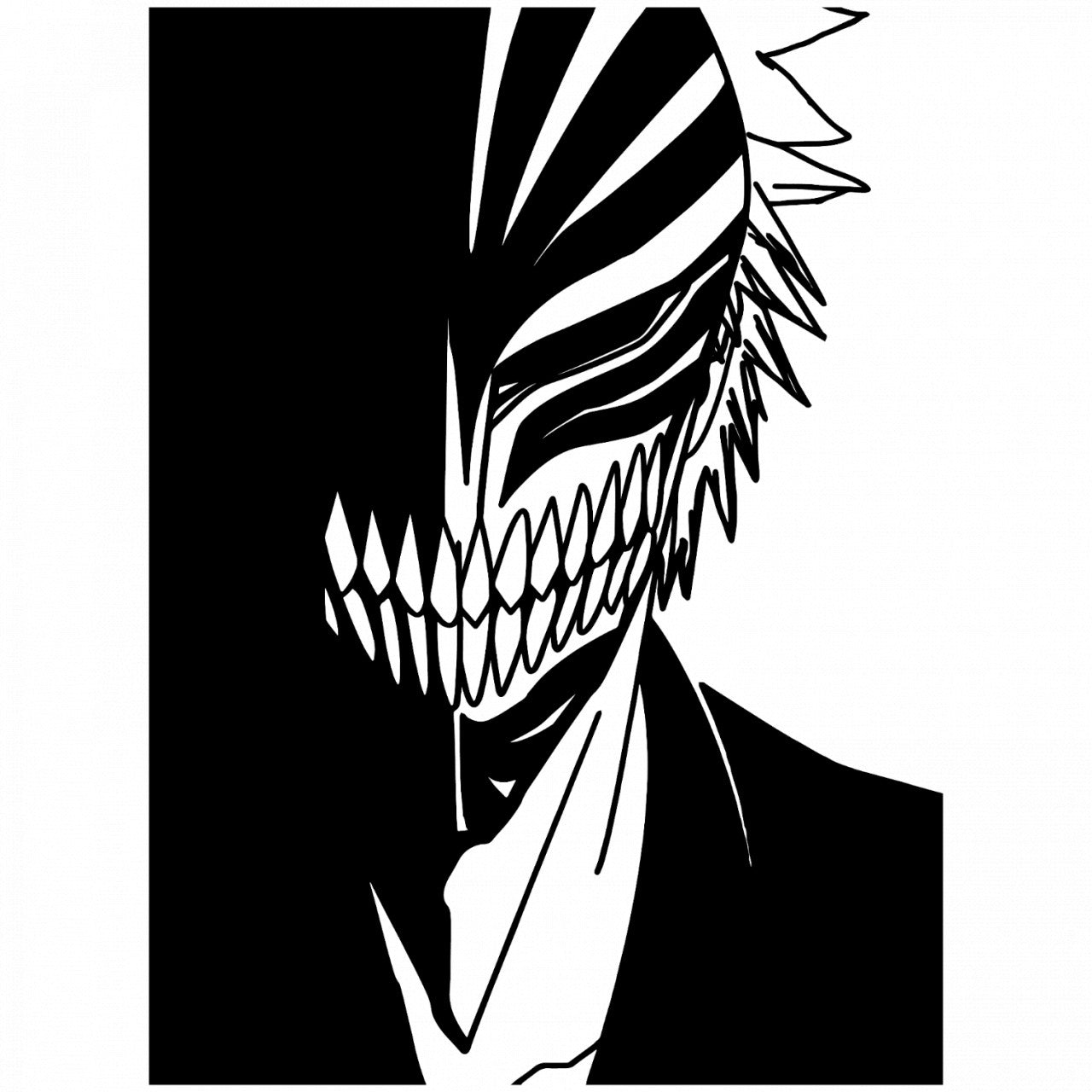 Set 4 bucati, Sticker decorativ, Masca Hollow Kurosaki Ichigo Bleach Anime, Rezistent la apa, NO9999, 10 cm, Multicolor