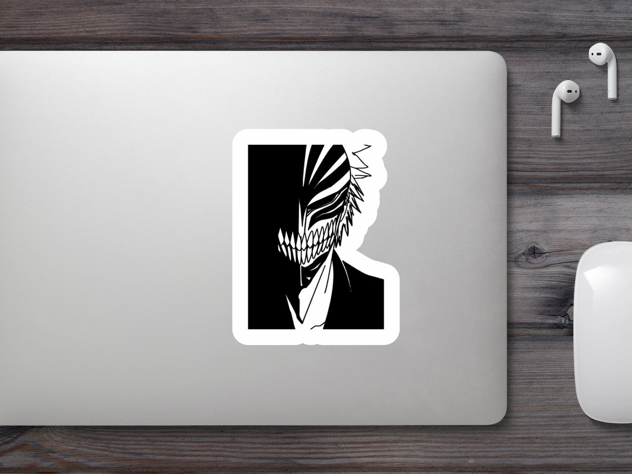 Set 4 bucati, Sticker decorativ, Masca Hollow Kurosaki Ichigo Bleach Anime, Rezistent la apa, NO9999, 10 cm, Multicolor