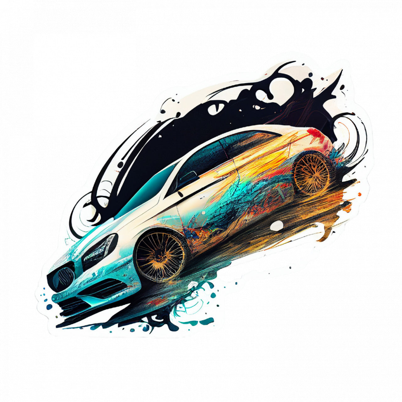 Set 4 bucati, Sticker decorativ, Masina fulger, Rezistent la apa, NO10011, 10 cm, Multicolor