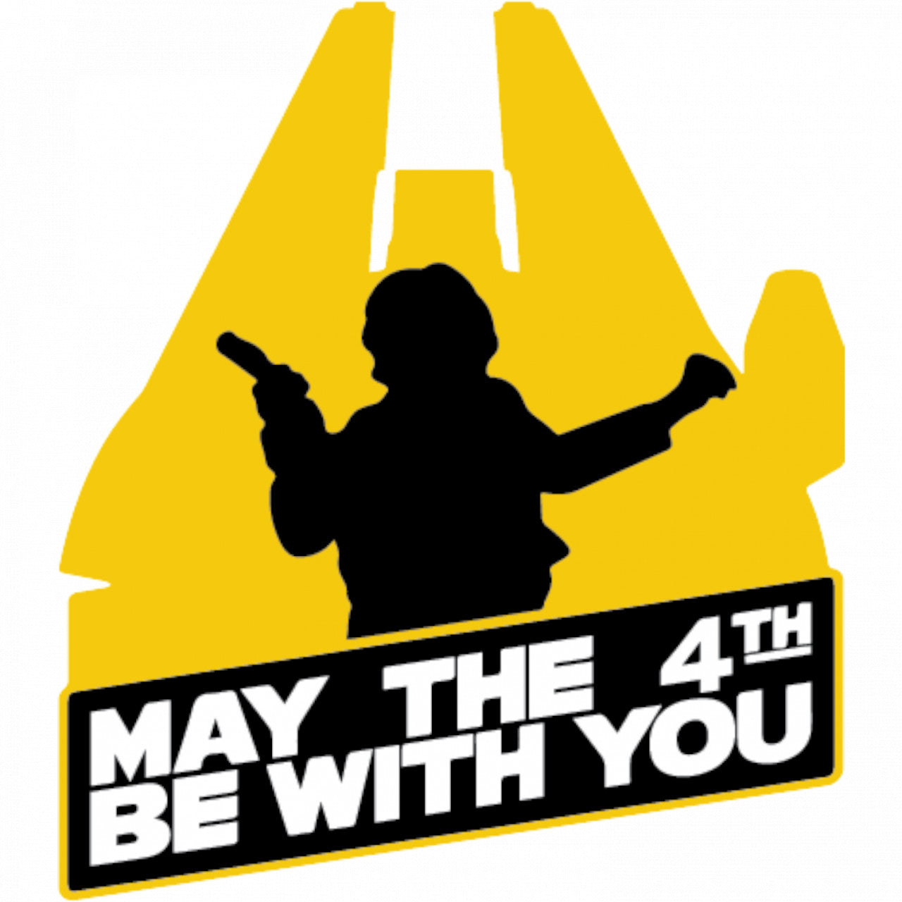 Set 4 bucati, Sticker decorativ, May the 4th be with you, Rezistent la apa, NO10016, 10 cm, Multicolor