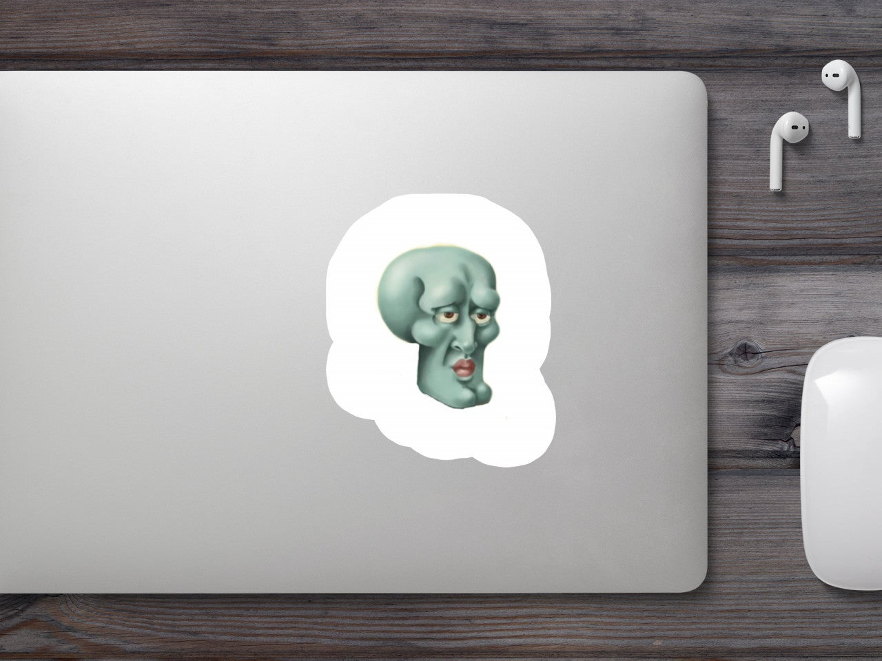 Set 4 bucati, Sticker decorativ, Meme Chipe��ul Squidward, Rezistent la apa, NO10026, 10 cm, Multicolor