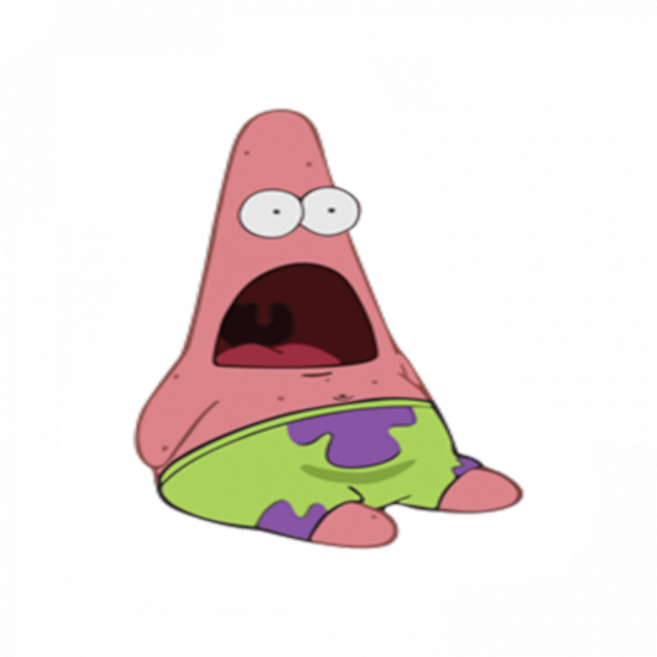 Set 4 bucati, Sticker decorativ, Meme Patrick Star surprins, Rezistent la apa, NO10042, 10 cm, Multicolor