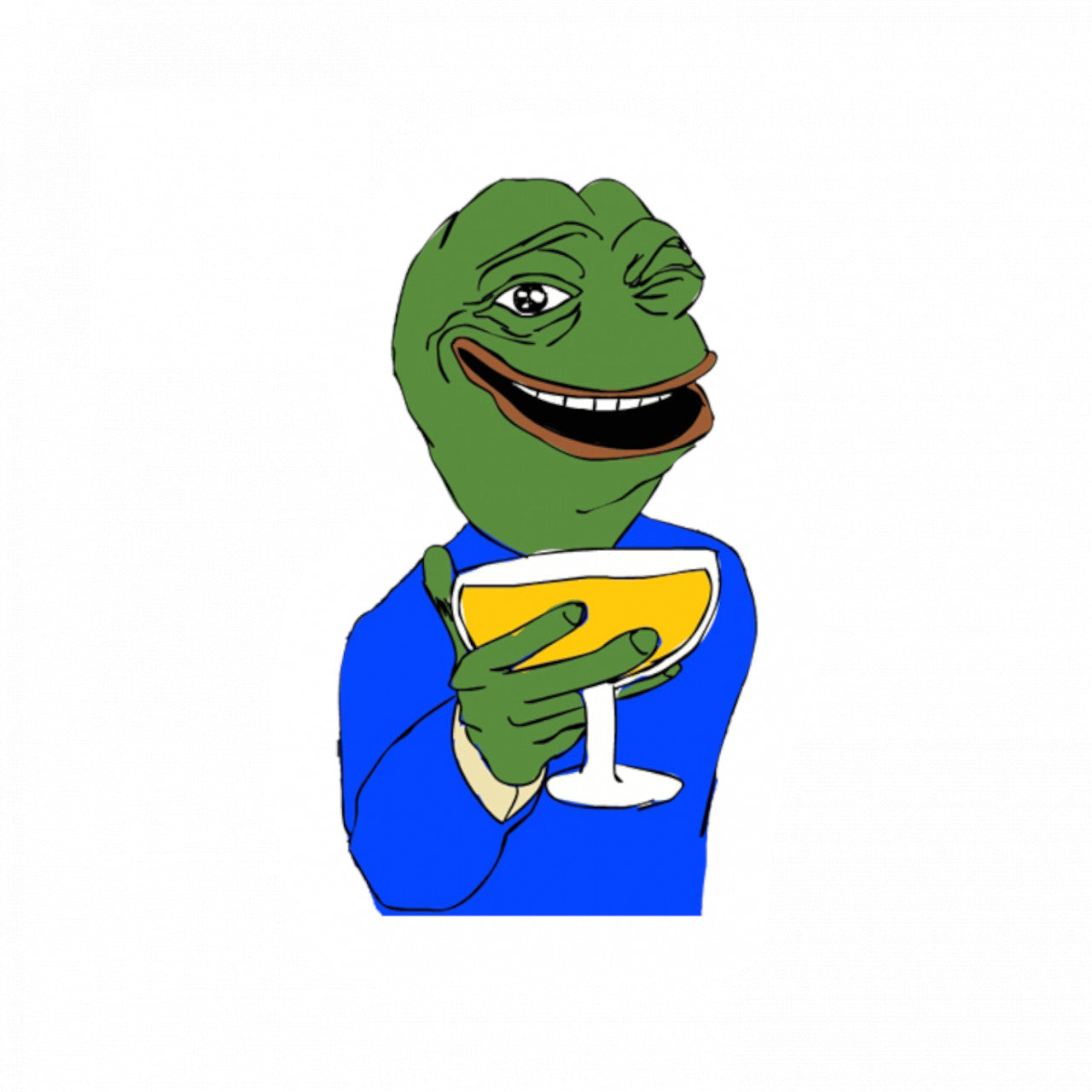 Set 4 bucati, Sticker decorativ, Meme Pepe the Frog la petrecere, Rezistent la apa, NO10047, 10 cm, Multicolor