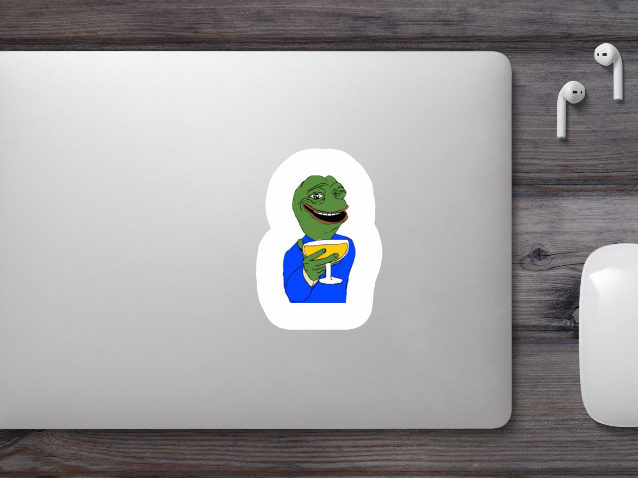 Set 4 bucati, Sticker decorativ, Meme Pepe the Frog la petrecere, Rezistent la apa, NO10047, 10 cm, Multicolor