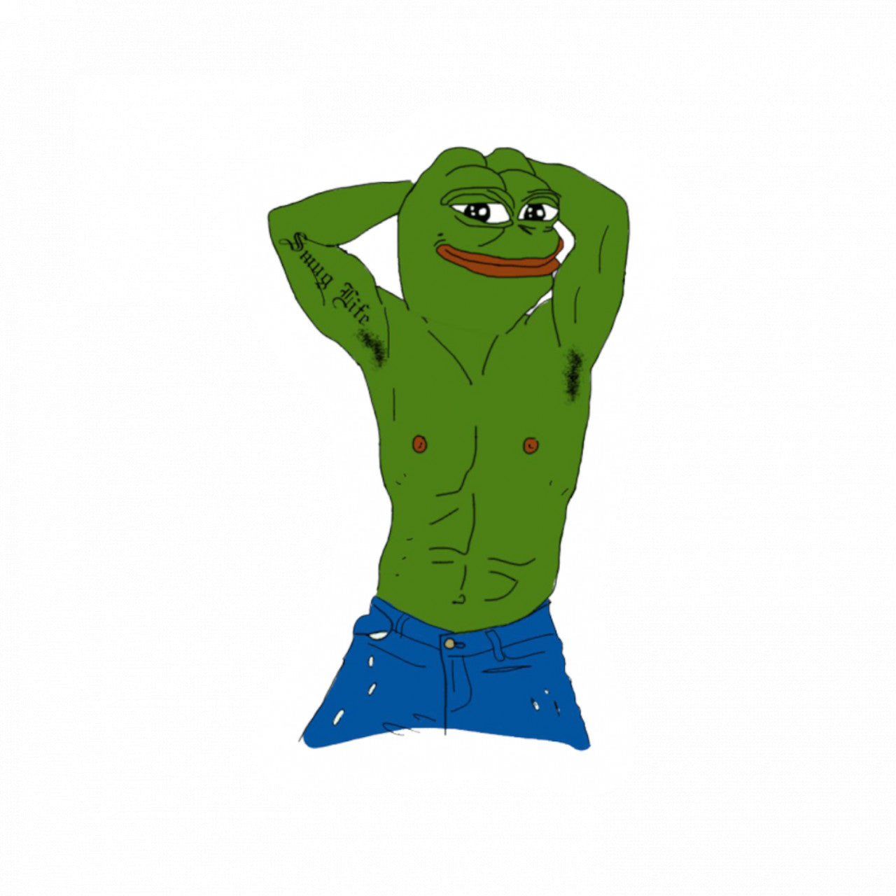 Set 4 bucati, Sticker decorativ, Meme Pepe the Frong puternic, Rezistent la apa, NO10053, 10 cm, Multicolor