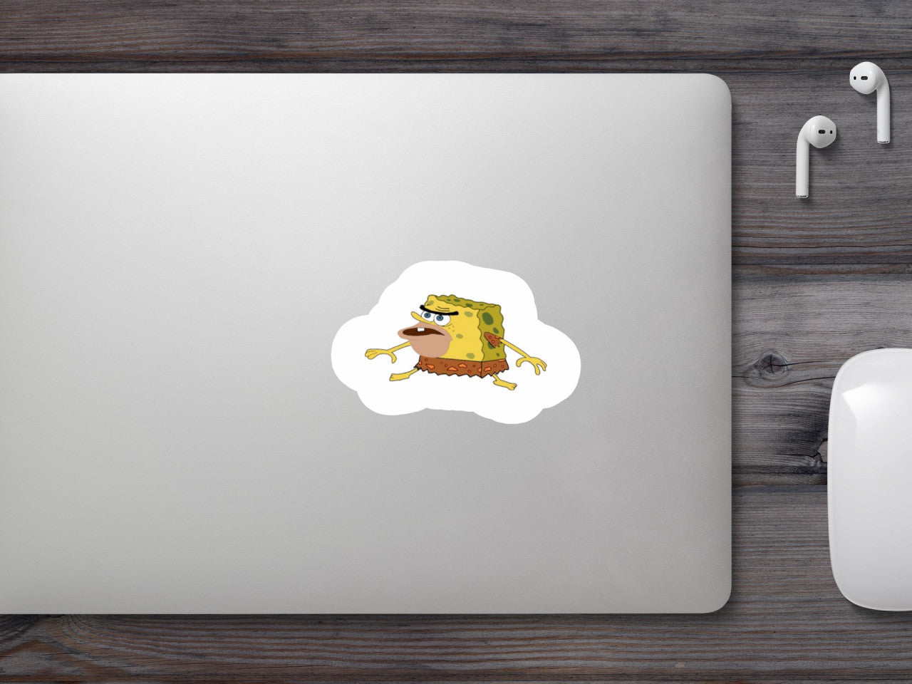 Set 4 bucati, Sticker decorativ, Meme SpongeGar, Rezistent la apa, NO10062, 10 cm, Multicolor