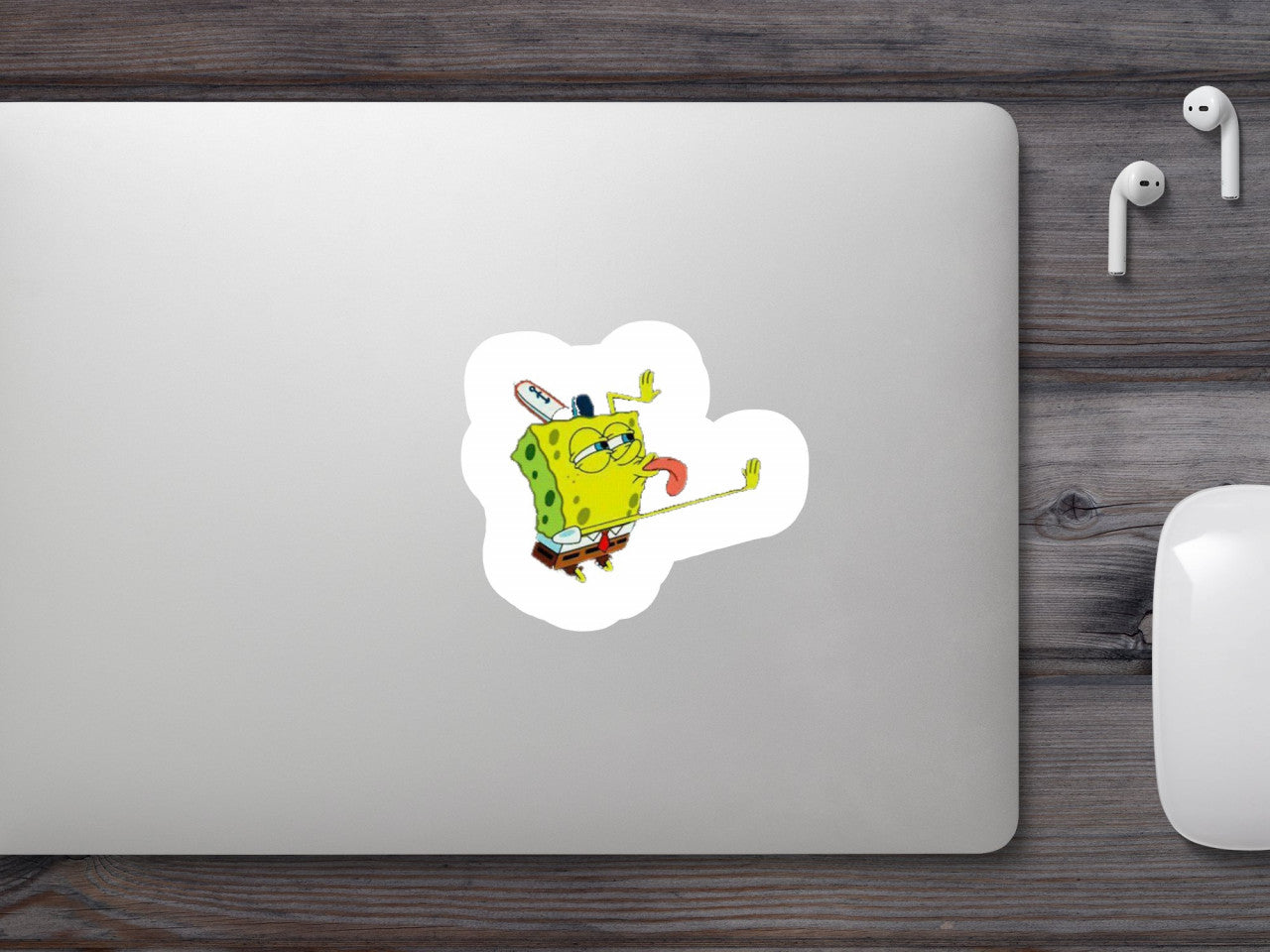 Set 4 bucati, Sticker decorativ, Meme Spongelick, Rezistent la apa, NO10064, 10 cm, Multicolor