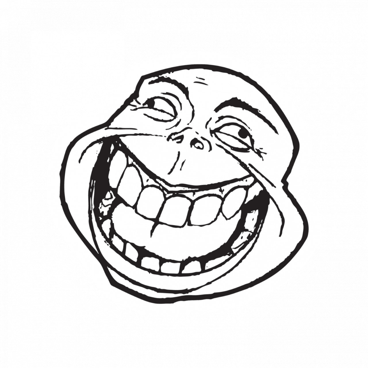 Set 4 bucati, Sticker decorativ, Meme Troll cu zambet larg, Rezistent la apa, NO10066, 10 cm, Multicolor