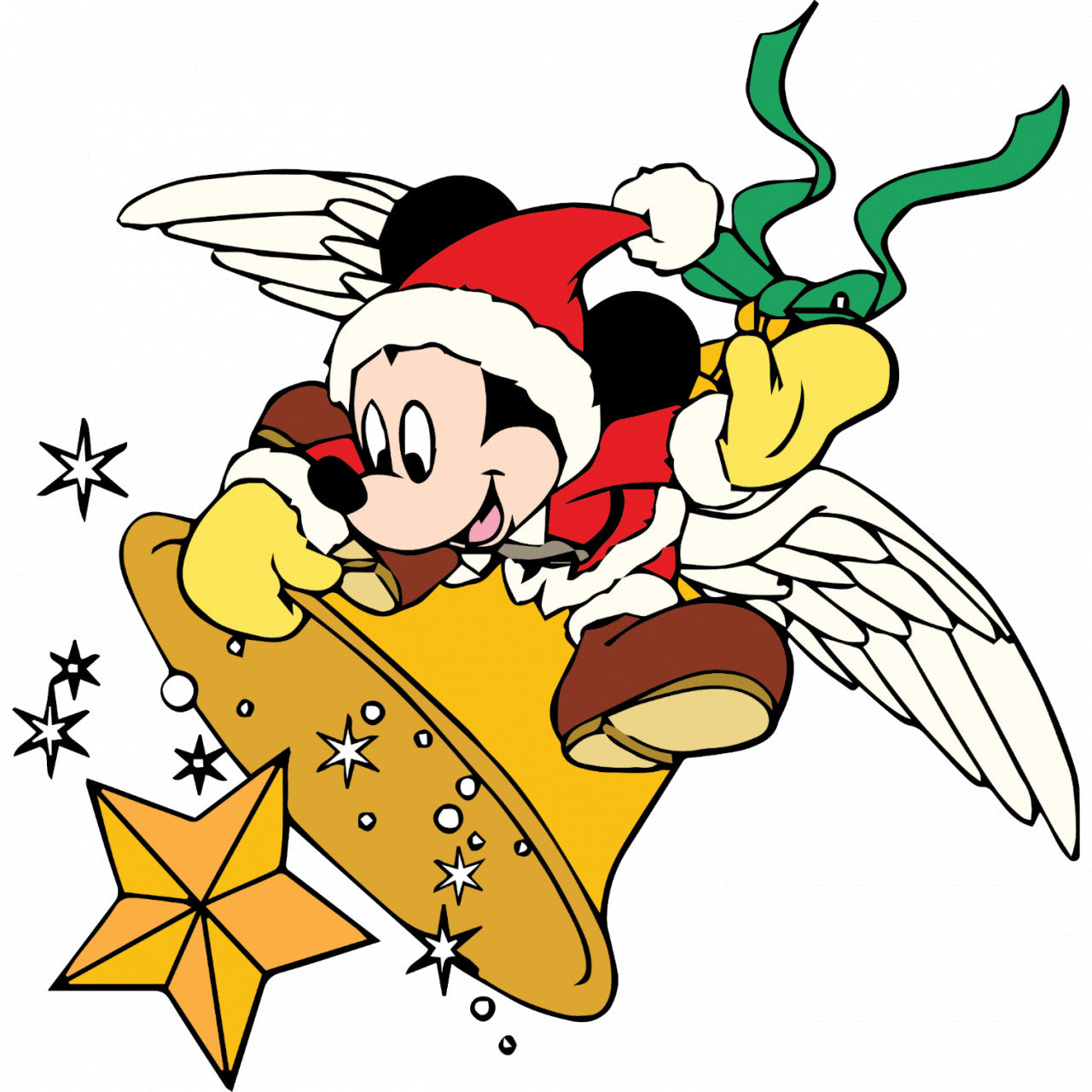 Set 4 bucati, Sticker decorativ, Mickey Mouse cu aripi, Rezistent la apa, NO8100, 10 cm, Multicolor