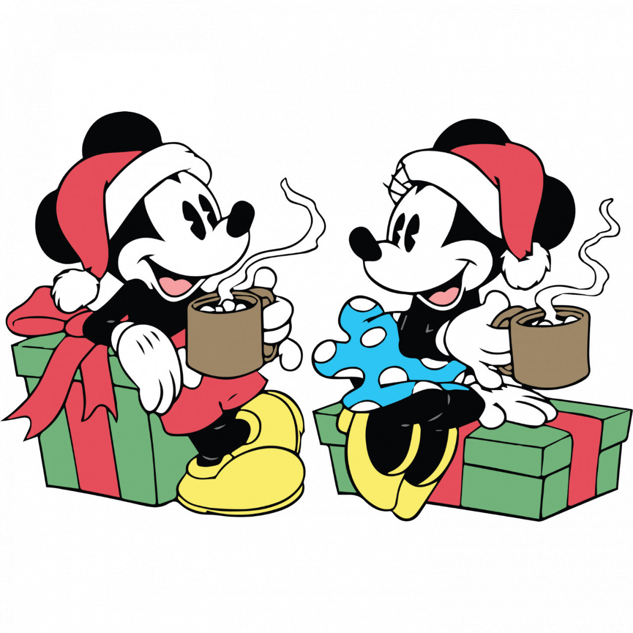 Set 4 bucati, Sticker decorativ, Mickey Mouse la un ceai cu Minnie, Rezistent la apa, NO8115, 10 cm, Multicolor