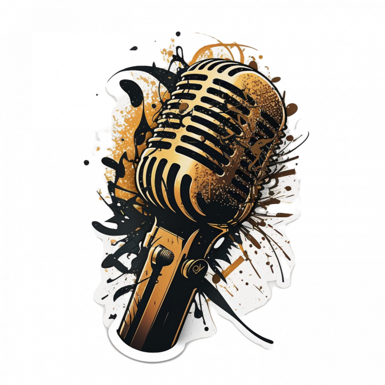 Set 4 bucati, Sticker decorativ, Microfon radio, Rezistent la apa, NO8126, 10 cm, Multicolor