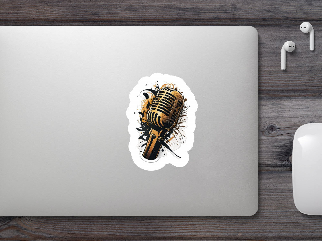 Set 4 bucati, Sticker decorativ, Microfon radio, Rezistent la apa, NO8126, 10 cm, Multicolor