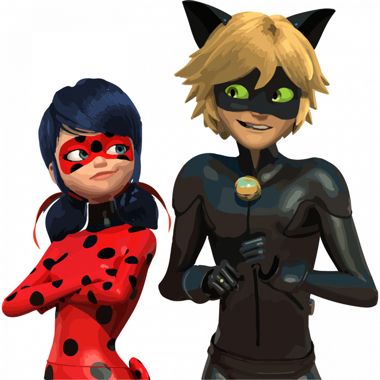 Set 4 bucati, Sticker decorativ, Miraculous Ladybug si Cat Noir, Rezistent la apa, NO8169, 10 cm, Multicolor