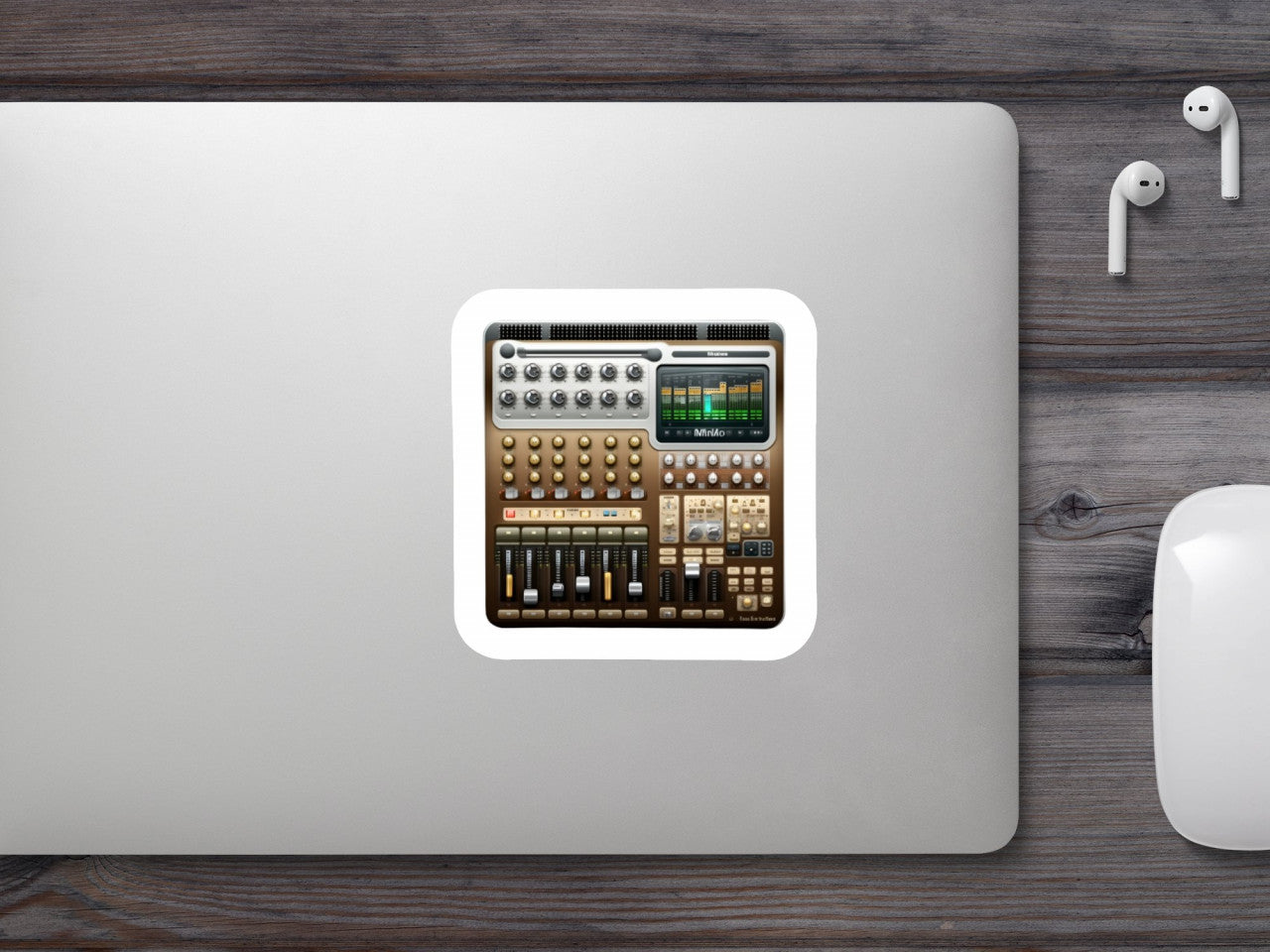 Set 4 bucati, Sticker decorativ, Mixer muzical retro, Rezistent la apa, NO8173, 10 cm, Multicolor