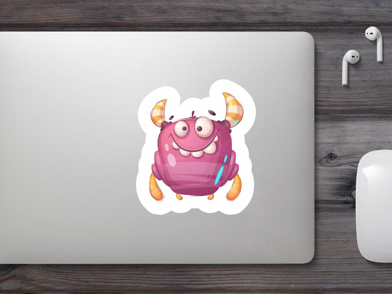 Set 4 bucati, Sticker decorativ, Monstru amuzant, Rezistent la apa, NO8176, 10 cm, Multicolor