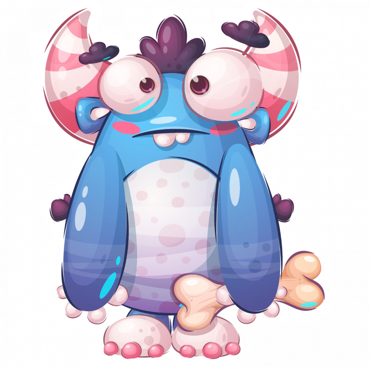 Set 4 bucati, Sticker decorativ, Monstru cu coarne si os, Rezistent la apa, NO8177, 10 cm, Multicolor