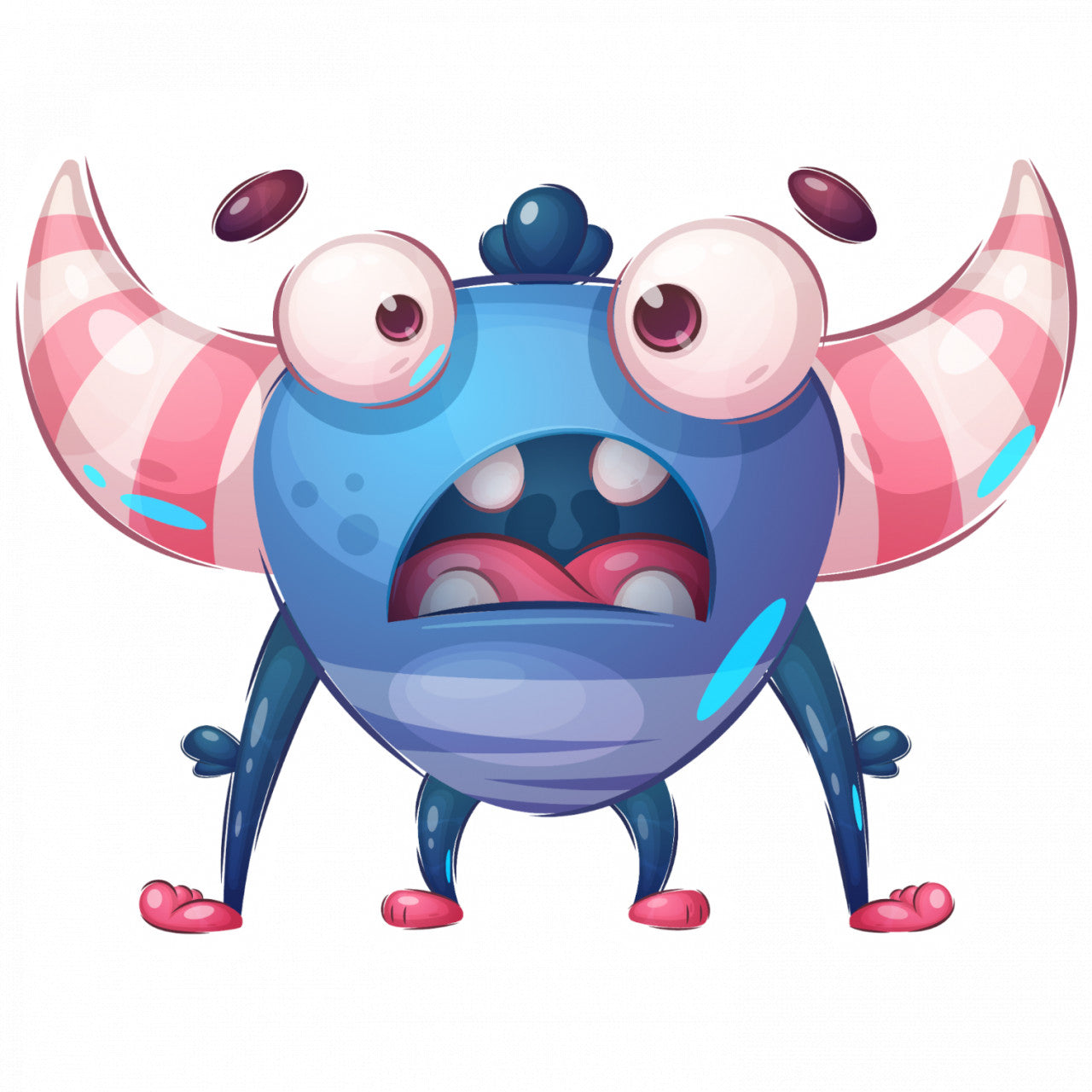 Set 4 bucati, Sticker decorativ, Monstru cu ochi mari si coarne, Rezistent la apa, NO8178, 10 cm, Multicolor