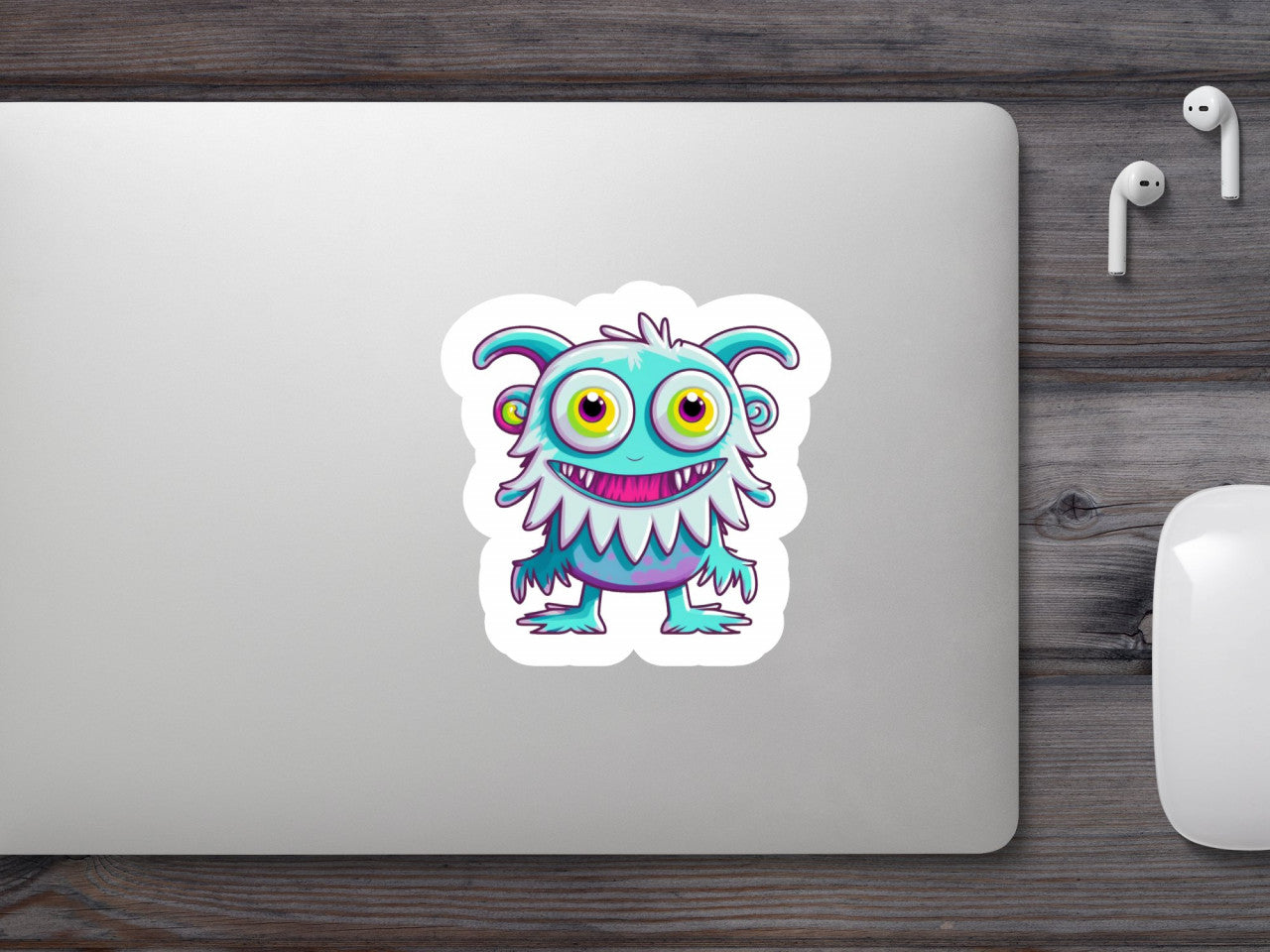 Set 4 bucati, Sticker decorativ, Monstrul fericirii, Rezistent la apa, NO8182, 10 cm, Multicolor