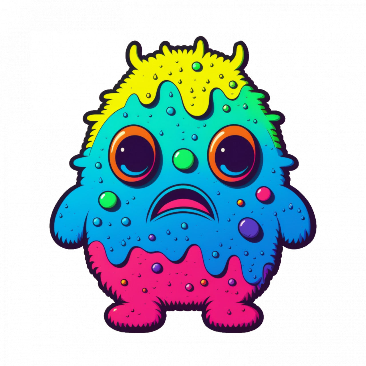 Set 4 bucati, Sticker decorativ, Monstrul supararii, Rezistent la apa, NO8183, 10 cm, Multicolor