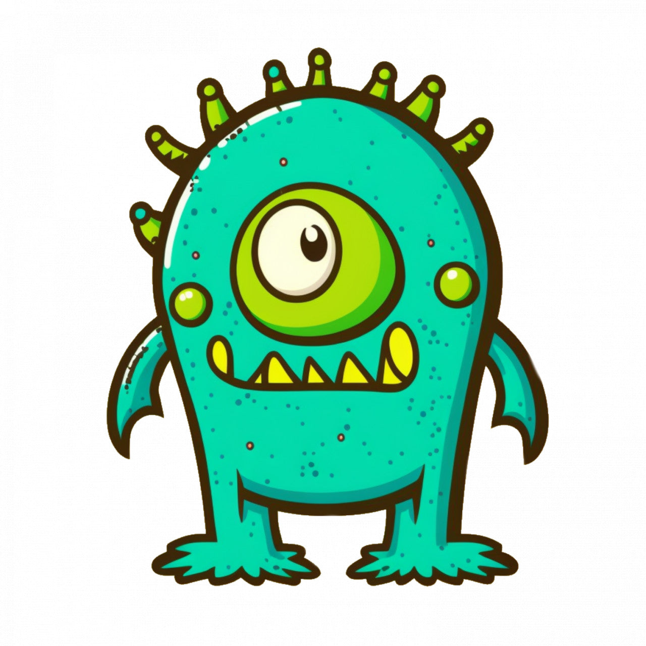 Set 4 bucati, Sticker decorativ, Monstrul verde si ochios, Rezistent la apa, NO8184, 10 cm, Multicolor