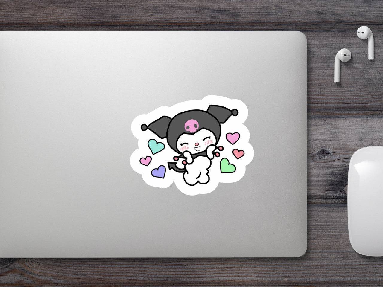 Set 4 bucati, Sticker decorativ, My Melody Kuromi iubareata, Rezistent la apa, NO8232, 10 cm, Multicolor