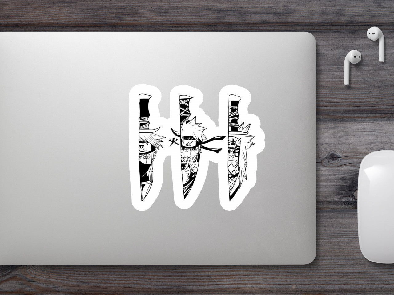 Set 4 bucati, Sticker decorativ, Naruto Trei cutite, Rezistent la apa, NO8238, 10 cm, Multicolor