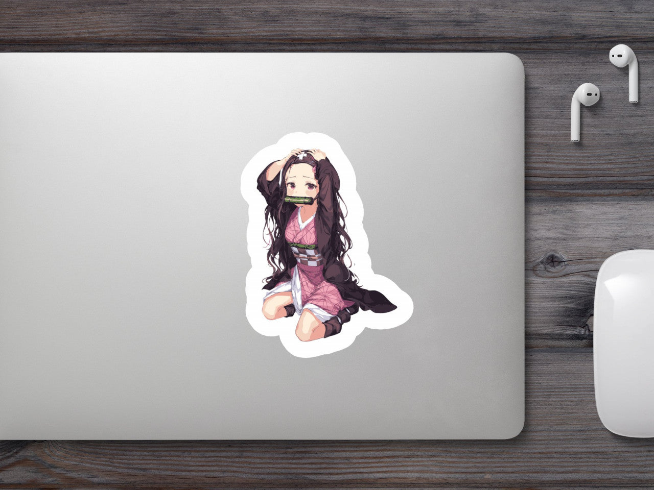 Set 4 bucati, Sticker decorativ, Nezuko Kamado Demon Slayer anime, Rezistent la apa, NO8246, 10 cm, Multicolor