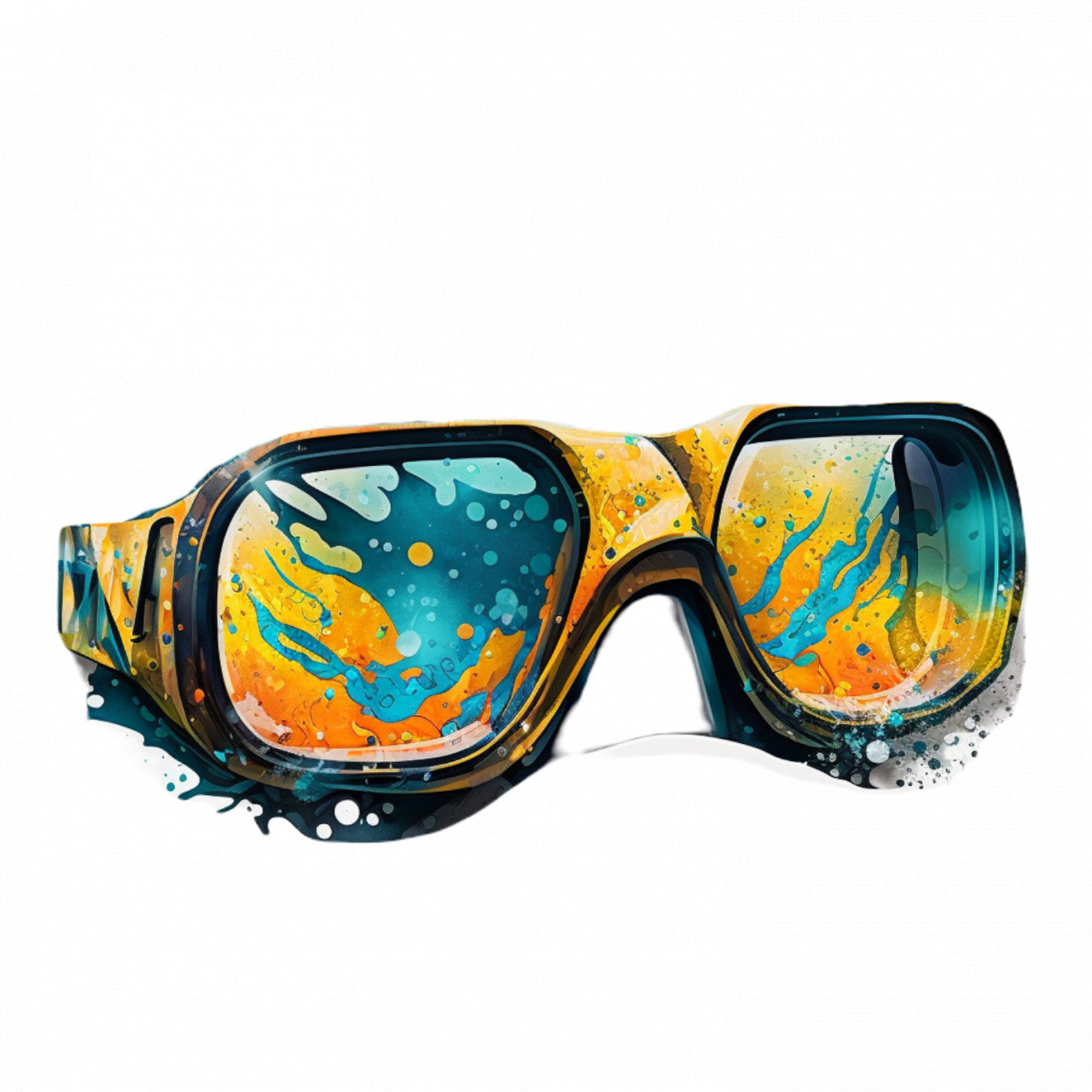 Set 4 bucati, Sticker decorativ, Ochelari de navigare, Rezistent la apa, NO8270, 10 cm, Multicolor